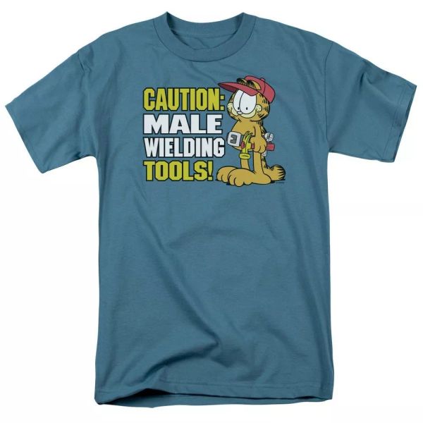 

garfield male weilding tools t-shirt sizes s-3x new, White;black
