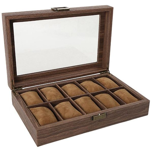 

watch boxes & cases multiple box wooden jewelry storage packaging window glass display, Black;blue