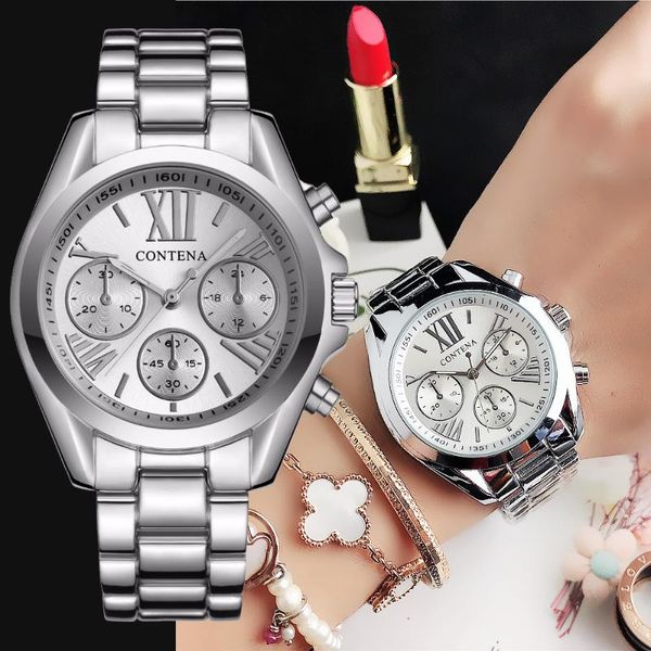 

wristwatches fashion women watches luxury stainless steel adjustable women's bracelet brand quartz watch for gift female clock, Slivery;brown