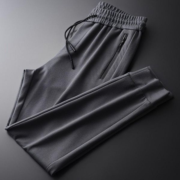 

classic grey male pants autumn drawstring casual men's trousers fashion slim fit elastic waist sport man 4xl, Black