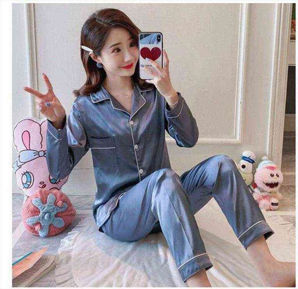 

silk satin pajamas pyjamas womens sleepwears set long sleeve suit two piece loungewear plus size, Black;red