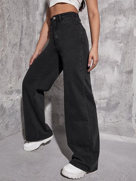 

high waist wide leg jeans v8cl#, Blue
