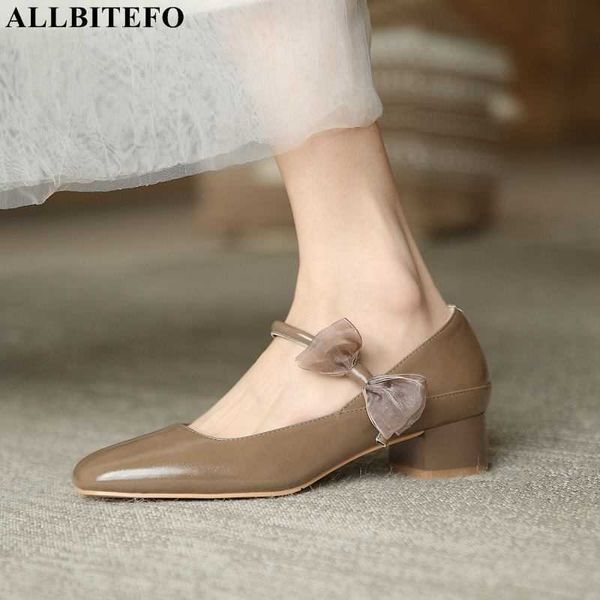 

allbitefo bowknot design soft genuine leather women heels shoes spring fashion cow leather high heel shoes butterfly high heels 210611, Black