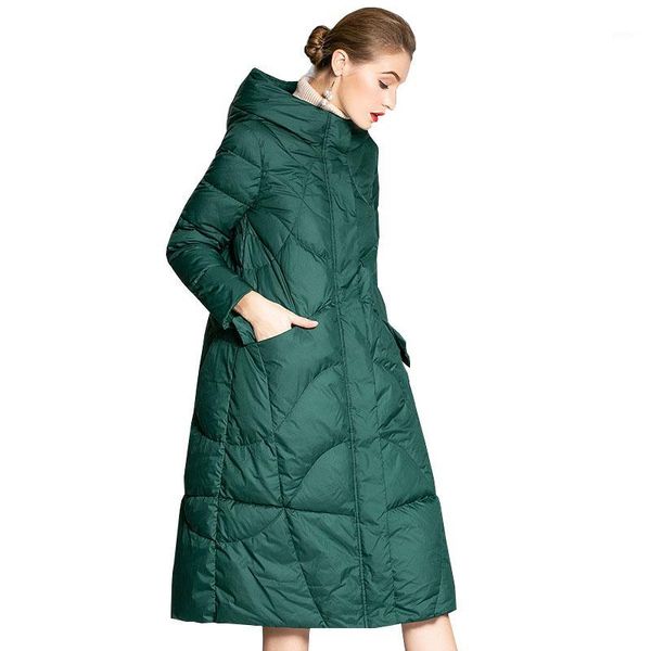 

women's down & parkas high-quality 90% white duck jacket women clothes 2021 winter coat korean long puffer womens warm parka ok508, Black