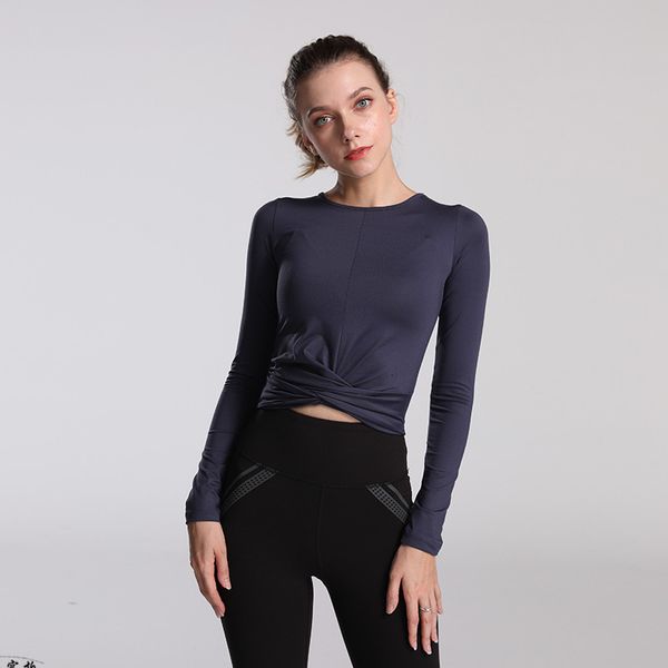 

tees t-shirt good appearance original yoga women's long sleeve t-shirt slim fit round neck sports fast dry running fitns cloth, White