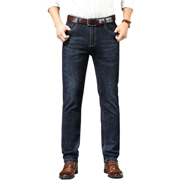 

men's jeans 2021 straight classic style business casual stretch regular fit denim trousers blue pants male 29-40