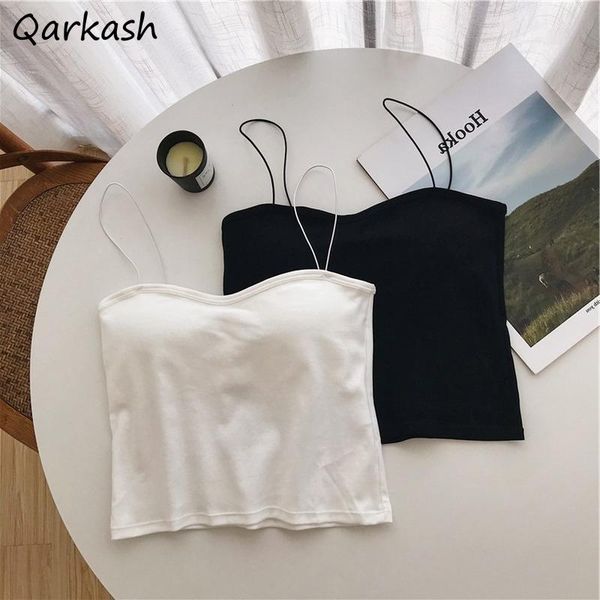 

women's tanks & camis camisole women casual solid basic spaghetti strap summer comfortable underwear clothes crop slim trendy ulzzang s, White
