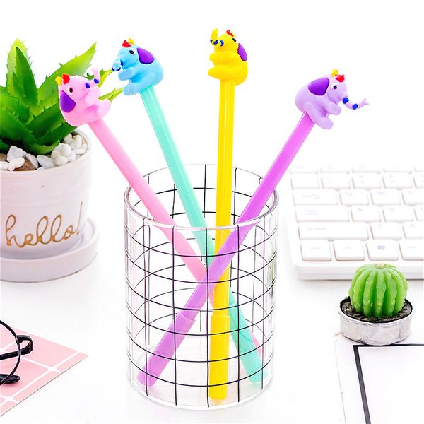 

6pieces/lot 1pcs cute circus elephant ballpoint pen cute cat pattern school office stationery supplies 0.5mm black ink, Blue;orange