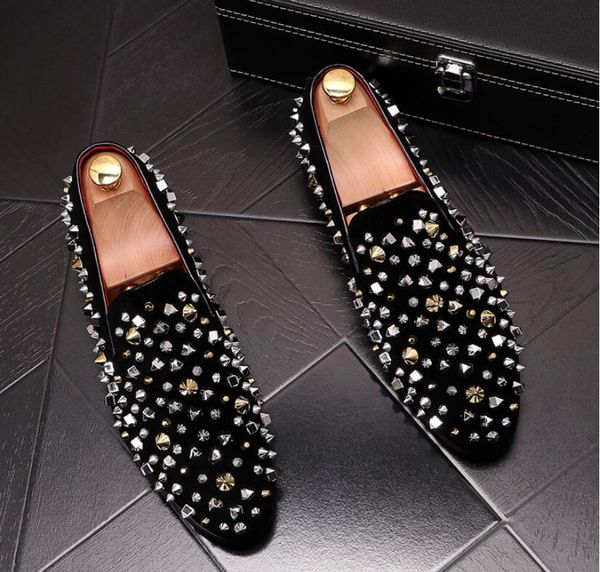 

dress shoes men rivet loafers casual walking lightweight comfortable breathable fashion male sneakers men's, Black