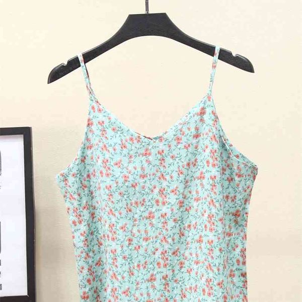 

spring summer women's tank small floral silk ladies sling female vest clothes women clothing 210507, White
