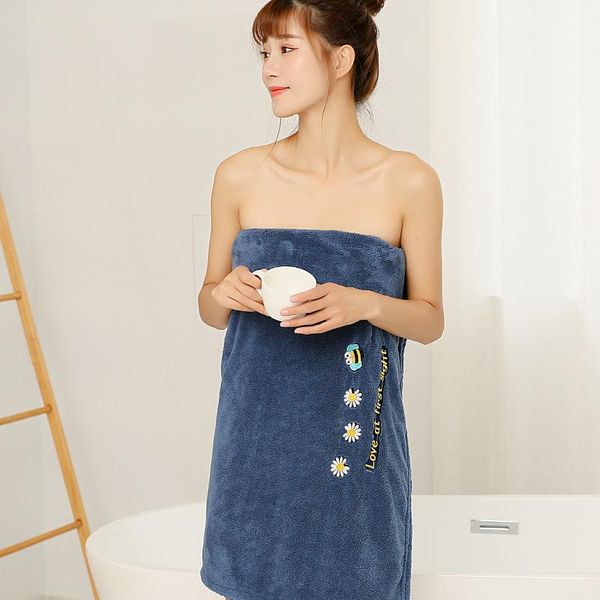 

embroidery bath towel for women absorbent robe coral fleece thick serviette de bain toallas ducha badhanddoek