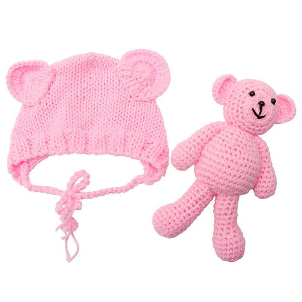 

caps & hats 2021 born baby girl boy pography prop po crochet knit costume bear +hat set, Yellow