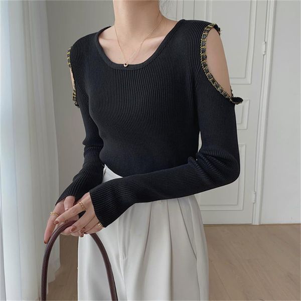 

women's sweaters alien kitty casual women slim-fit outwear ol all match off shoulders 2021 jumpers pullover knitwear autumn, White;black
