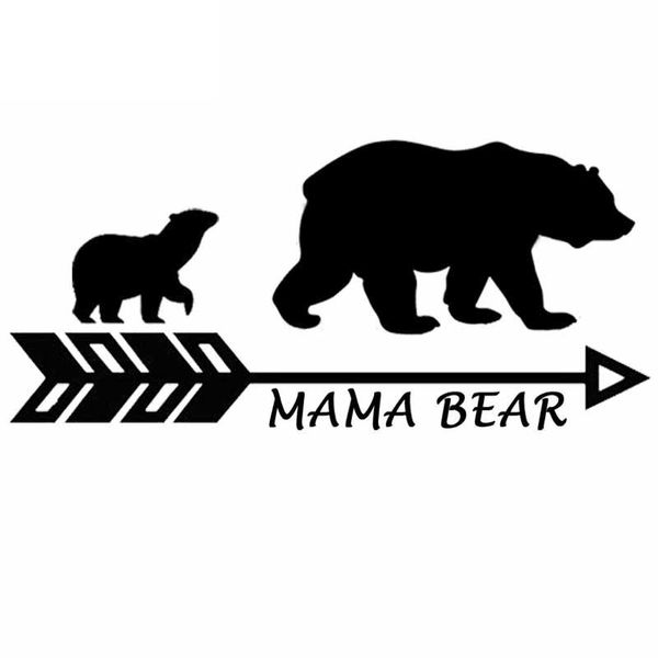 

cute motorcycle car sticker mother bear and baby bear decal car decal decal for all kinds of cars black/white, 18cm *8cm