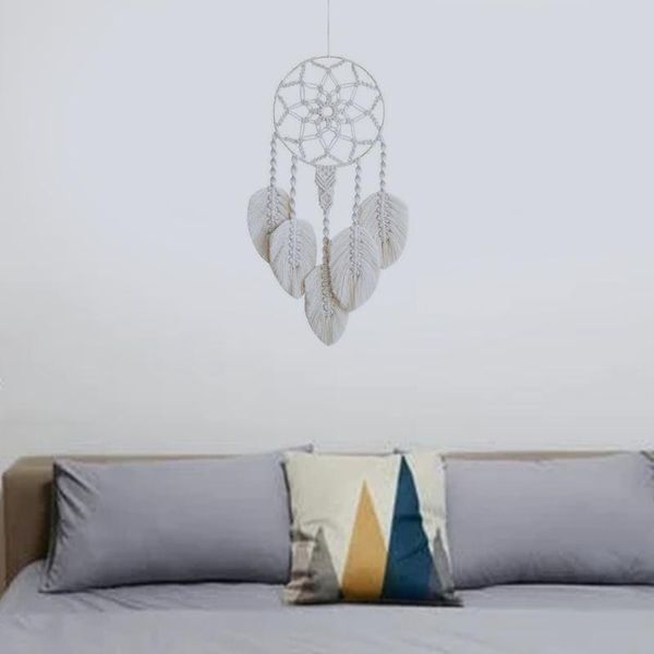 

decorative objects & figurines macrame dream catcher boho handmade woven feather leaf tassels wall hanging pendant ornament home bedroom dec