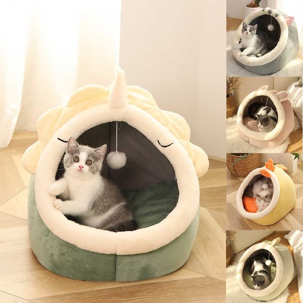 Cat Pad Sweet Cat Bed Warm Pet Basket Accogliente lettino per gattini Cuscino Cat House Tenda Tappetino per cani molto morbido per letti lavabili per gatti 210713