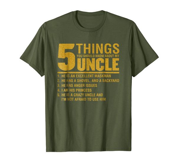

5 things you should know about my uncle t-shirt, White;black