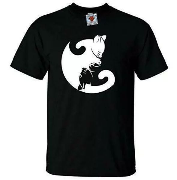 

cat yin yang t-shirt - funny t shirt retro fashion animal cute pet designer cool, White;black