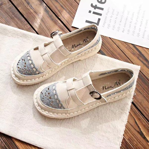 

sandals women's summer flat simple lace baotou roman women korean version of soft sister shoes harajuku retro, Black