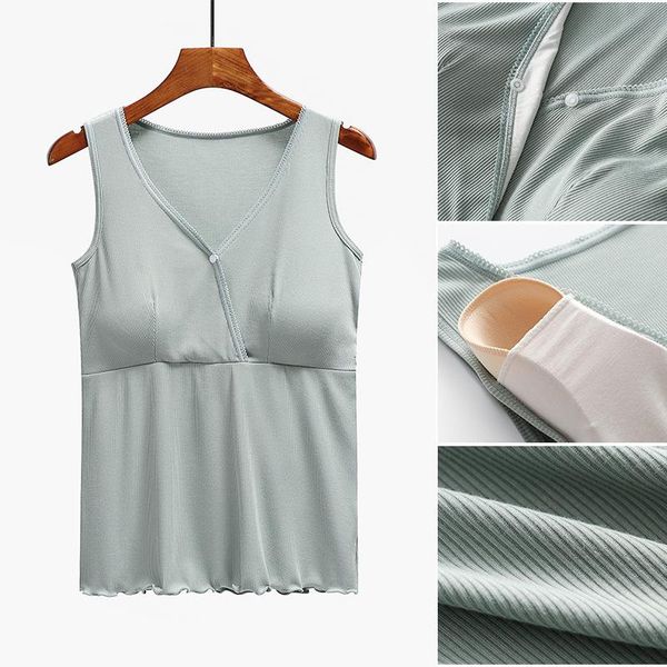 

camisoles & tanks maternity nursing sling vest postpartum thin summer pure color blue knitted v-neck cotton sleeveless, Black;white