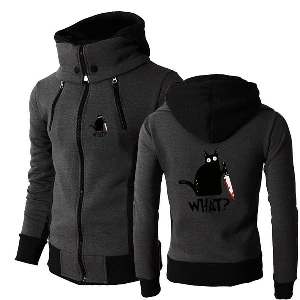

men's jackets 2021 cartoon black cat what autumn mens printing custom punk gradient hoodie jacket zipper comfortable casual sweater, Black;brown