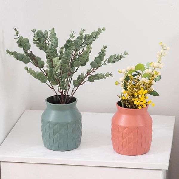 

vases 1pc plastic flower vase decoration home white imitation ceramic pot drop