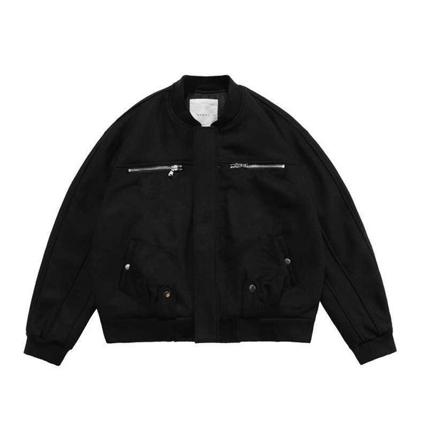 

men's outerwear grailz xiaozhong gaojie fashion brand arch vibe style back zipper loose wool 338, Black;brown