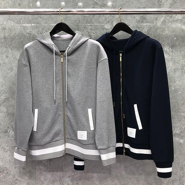 

men's hoodies & sweatshirts 2021 fashion brand hooded clothing striped cotton jacket men casual sportswear spring autumn coat, Black