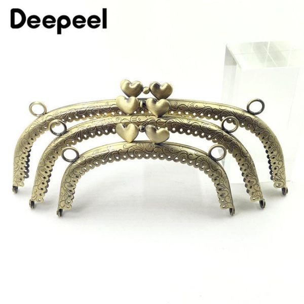 

bag parts & accessories 2/5pcs 12.5/16.5/20.5/25cm semicircle embossed heart-shaped kiss clasp metal purse frame diy handles for bags, Black