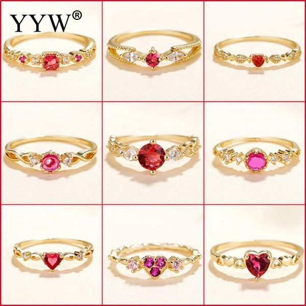 Ringos de cluster Fashion Fashion Zircon Brass Ring Ring Color dourado para mulheres meninas tamanho 5 6 7 8 9 10 Jóias de casamento Presente