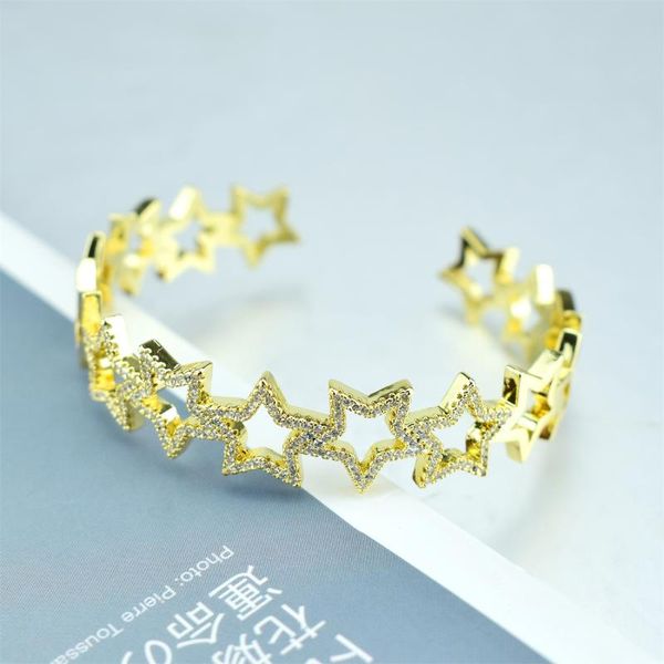 

bangle star bar link chain bracelet tennis paved tiny sparking shiny cz stone stars bracelets for women simple jewelry party, Black