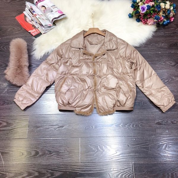 

fox fur collar down women's short mink autumn winter et, Black