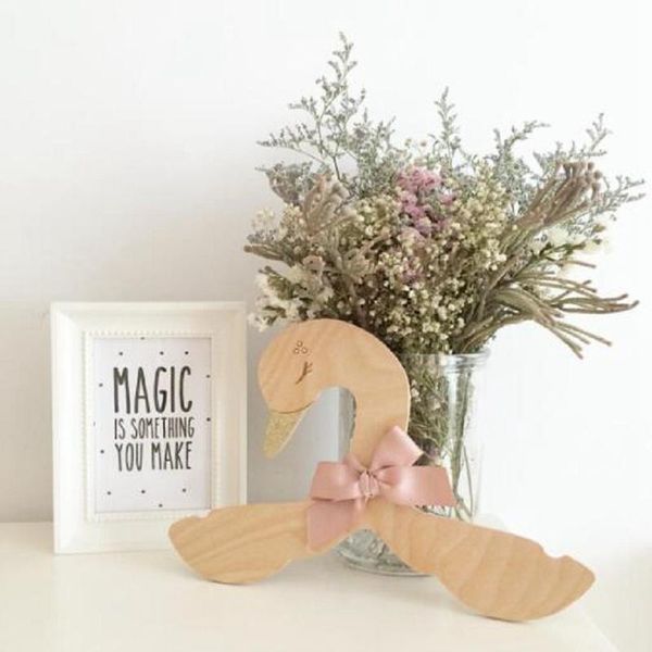

hangers & racks nordic scandinavia silk bow wood swan cloth hanger clothes dryer wooden for baby kids room decor crafts clothing display