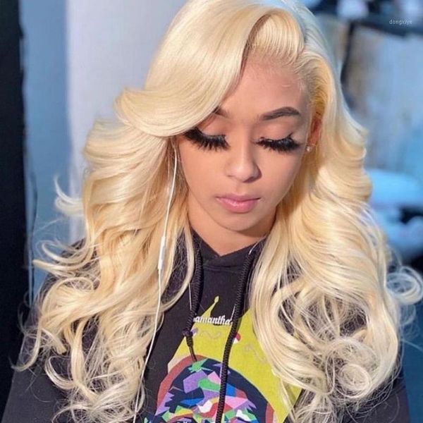 

613 blonde lace front wig middle part brazilian body wave t human hair wigs pre plucked with baby for women1, Black;brown