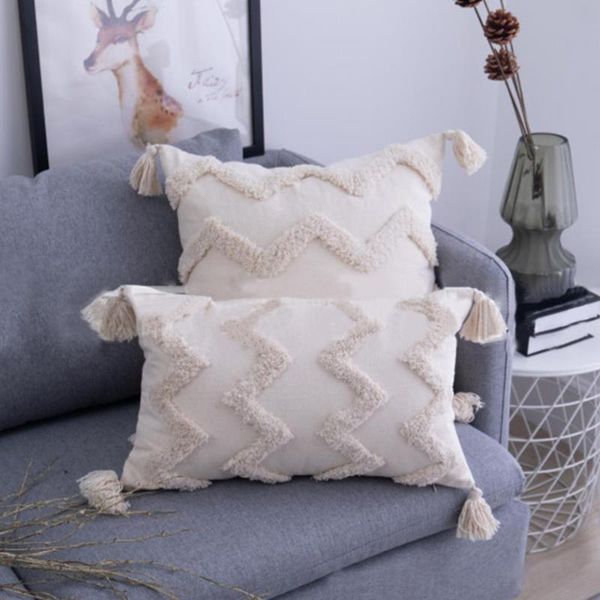 

cushion/decorative pillow cover 45*45 beige family mat car pillowcase home decoration cushion plush gift bed room handmade square tassels