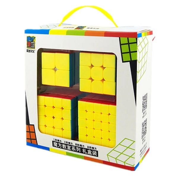 Moyu 4 pcs / set Magic Cubes 2x2x2 3x3x3 4x4x4 5x5x5 Jogo adesivo jogo de puzzle cubo brinquedos educativos presentes conjunto