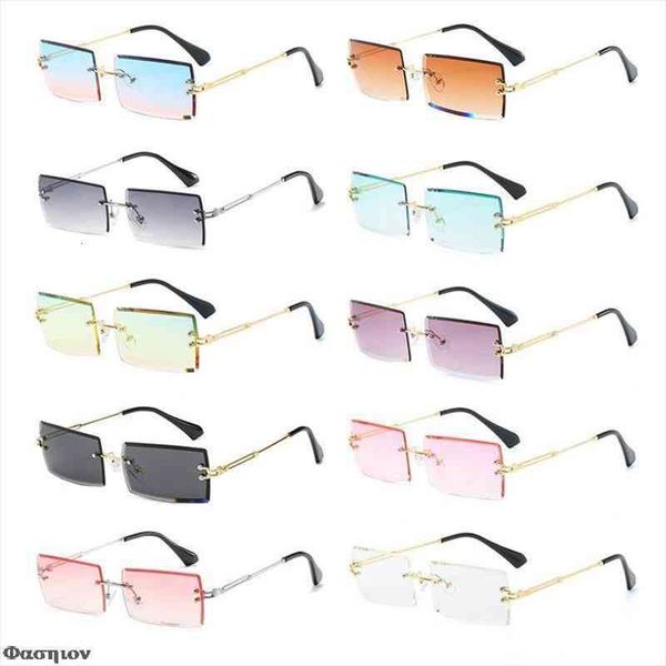 

luxury frameless cut square sunglasses men women brand design gradient fashion sunglasses lunettes de soleil pour femmes, White;black