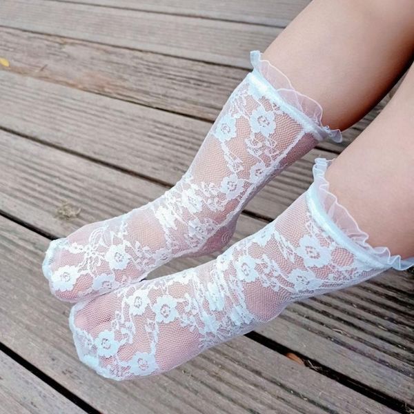 

socks hx5d baby girls white lace princess knee high mesh ruffle floral stockings breathable sox for born toddler, Pink;yellow