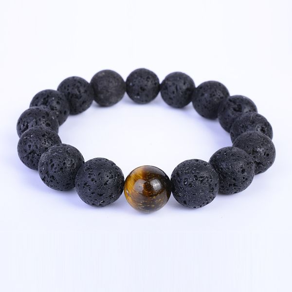 

special offer 70% off new popular men's handmade beaded volcanic stone bracelet, Black