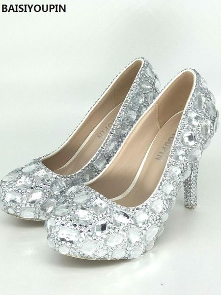 

the seven color glass slipper high heels bride shoes lighter wedding show club for women's crystal dress, Black
