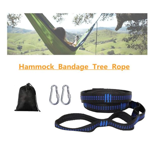 

outdoor pads special reinforced polyester2 pcs hammock straps load-bearing barbed black camping 10 ring swing rope