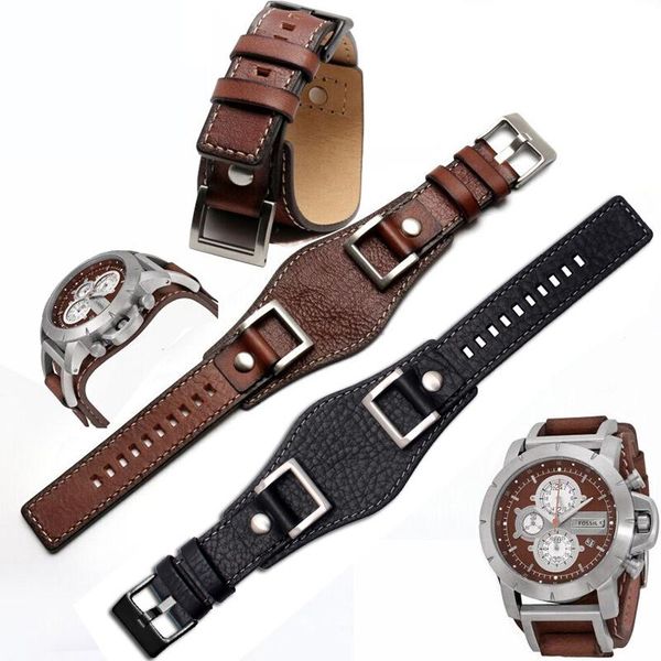 

watch bands jr1157 watchband genuine leather 24mm men strap bracelet retro style, Black;brown