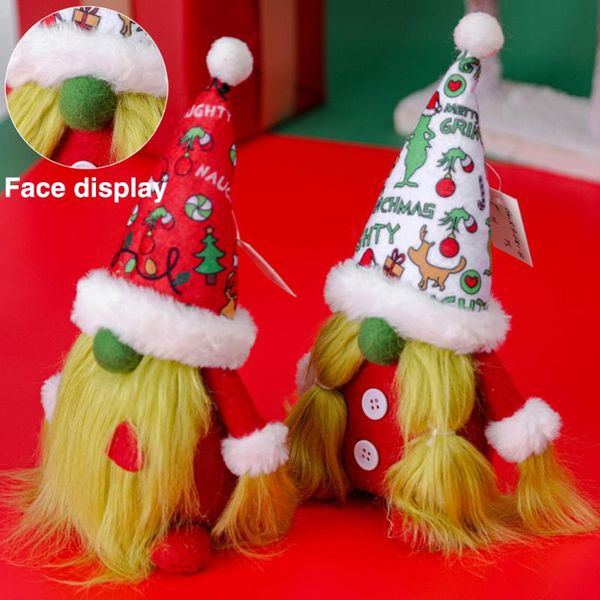 

christmas decorations 1x decoration thief green fur monster ornaments tree year children's gifts plush toy