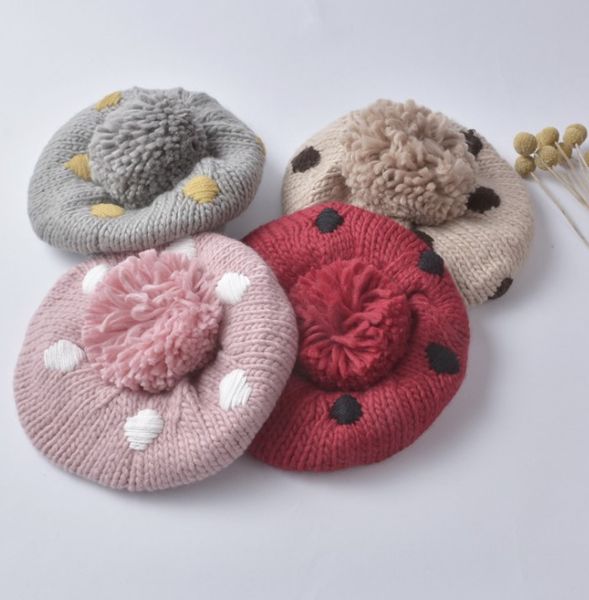 

winter knitted hat warm wool beret, Blue;gray