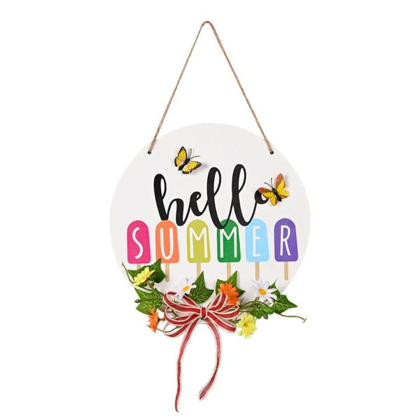 

novelty items 1pc wood decorative pendant household summer board doorplate