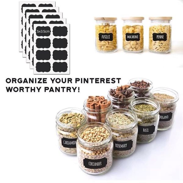 

wall stickers 5sheet/40pcs/30pcs 5x3.5cm spice chalkboard tag bottles tags kitchen labels jar organizer for pantry