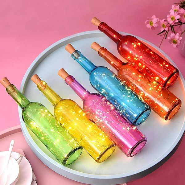 

strings 2m 20 leds wine bottle lights with cork shape copper wire flexible fairy string for wedding party christmas decoration