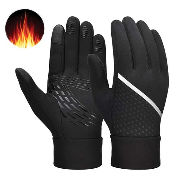 

cycling gloves 2021 touchscreen winter thermal warm bicycle bike ski outdoor camping hiking motorcycle sports full finger, Black