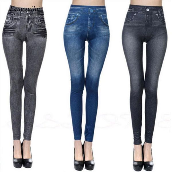 

push up seamless high waist warm jeans leggings women autumn and winter elas1tic0 velvet jeggings pants leggins stretch well women's, Black