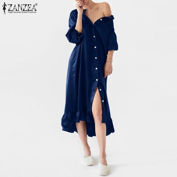 

casual dresses elegant solid shirt dress womens fashion ruffle midi robe 2022 autumn lapel satin vestido lady long sleeve, Black;gray